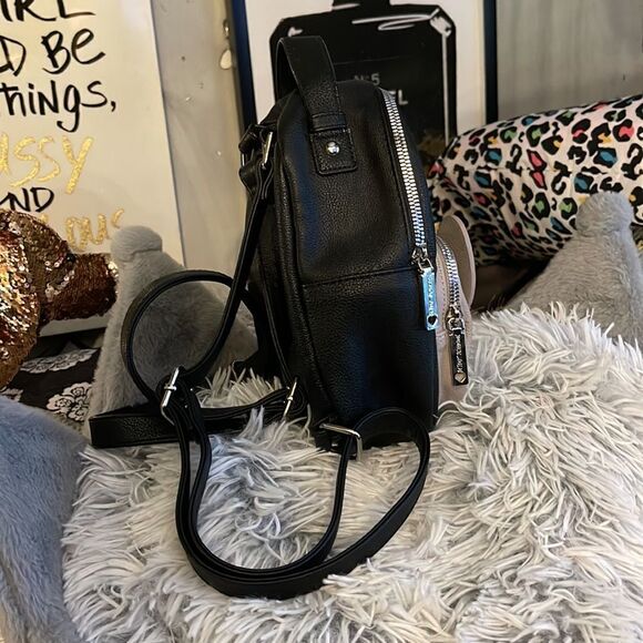 Betsey Johnson Puppy Dog frenchie french bulldog  Backpack black grey heart mini main image 6
